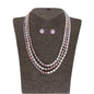 J Pearls Abhi 3 Lines Pearl Necklace Set - Real Pearl Jewelry