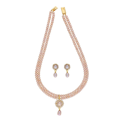 J Pearls Siddhi 2 Lines Button Pearl Set - Real Pearl Jewelry