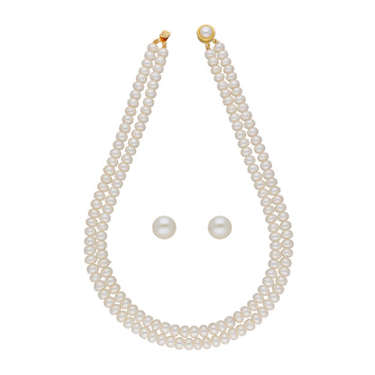 J Pearls Eeshani 2 Lines Pearl Necklaces - Real Pearl Jewelry