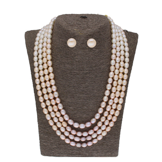 J Pearls Tulsi 4 Lines Pearl Necklaces - Real Pearl Jewelry