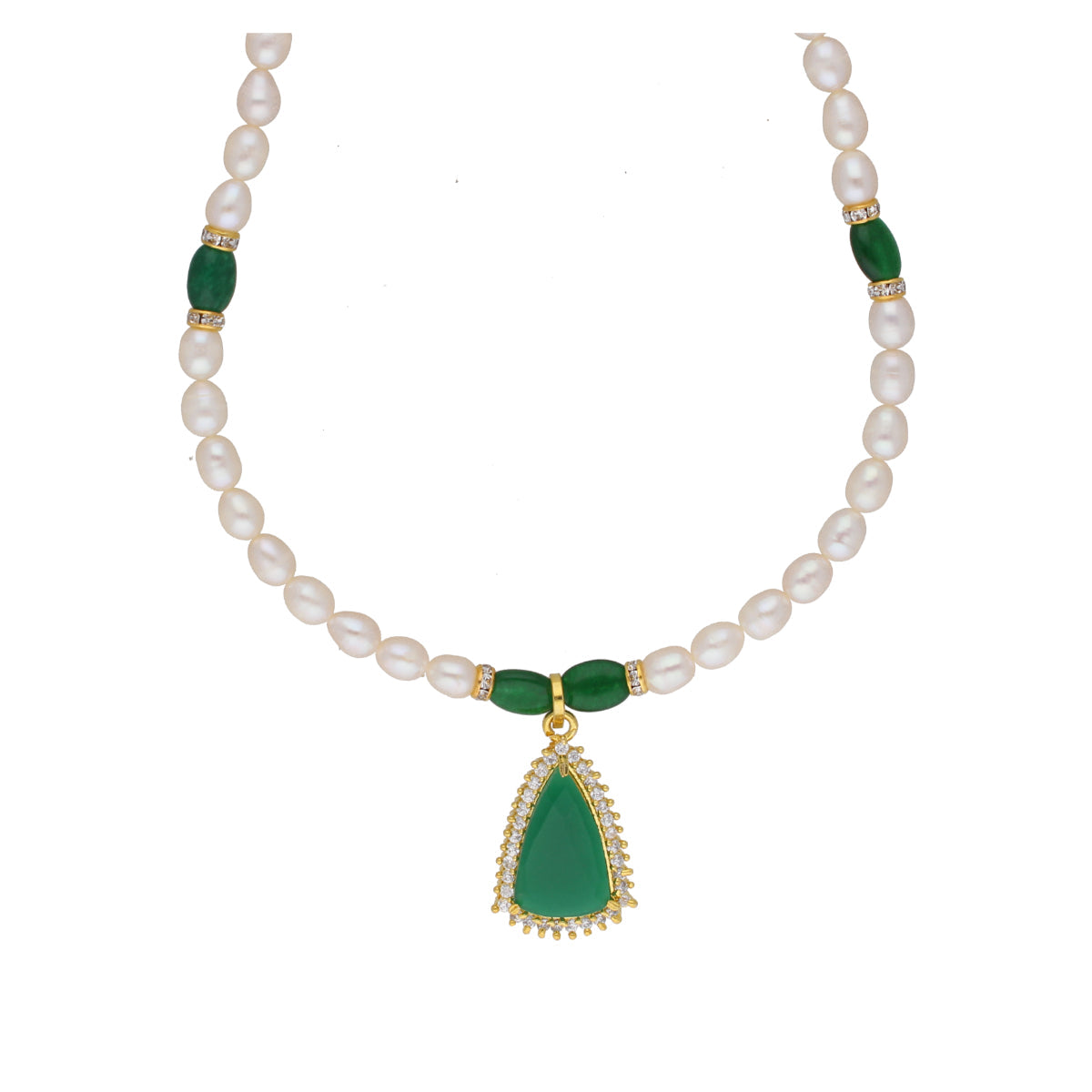 J Pearls Saanvi 1 Line Oval Pearl Set - Real Pearl Jewelry