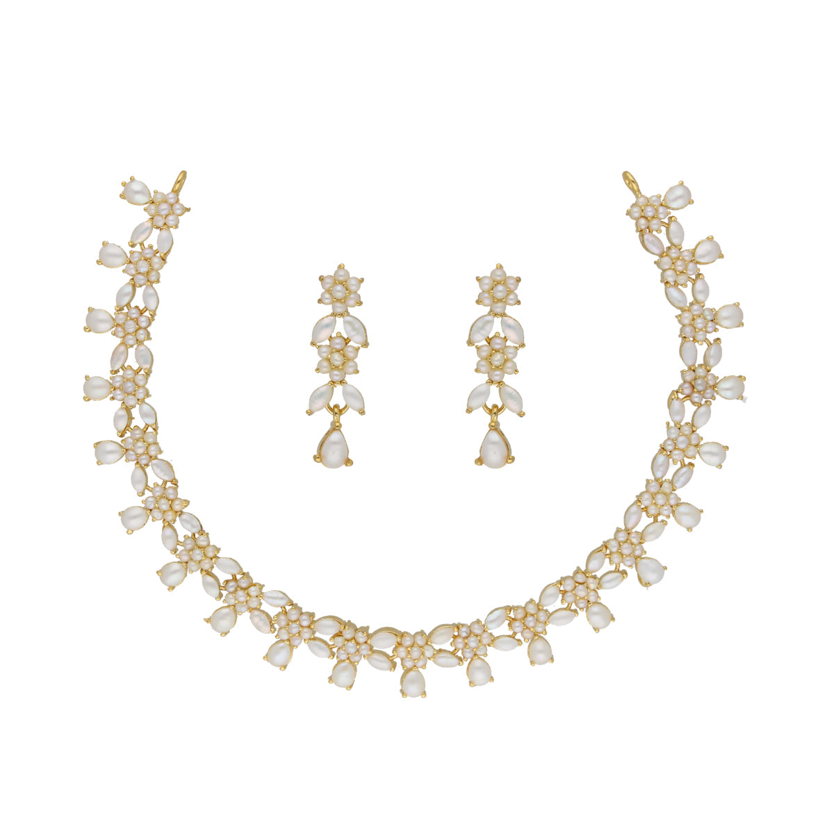 J Pearls Zara 1 Line Necklace Set - Real Pearl Jewelry