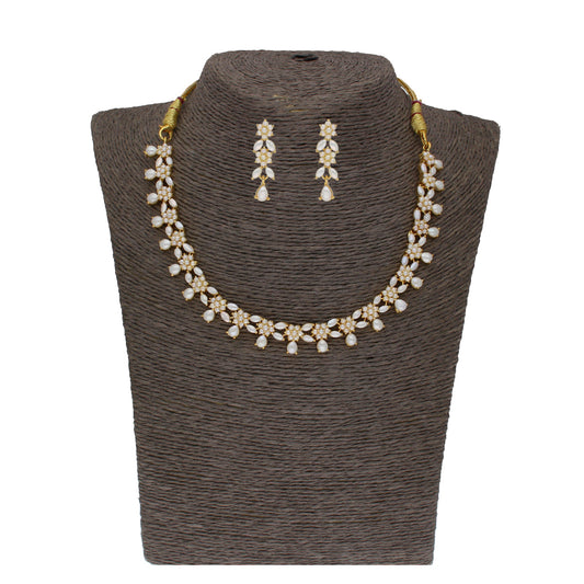 J Pearls Zara 1 Line Necklace Set - Real Pearl Jewelry