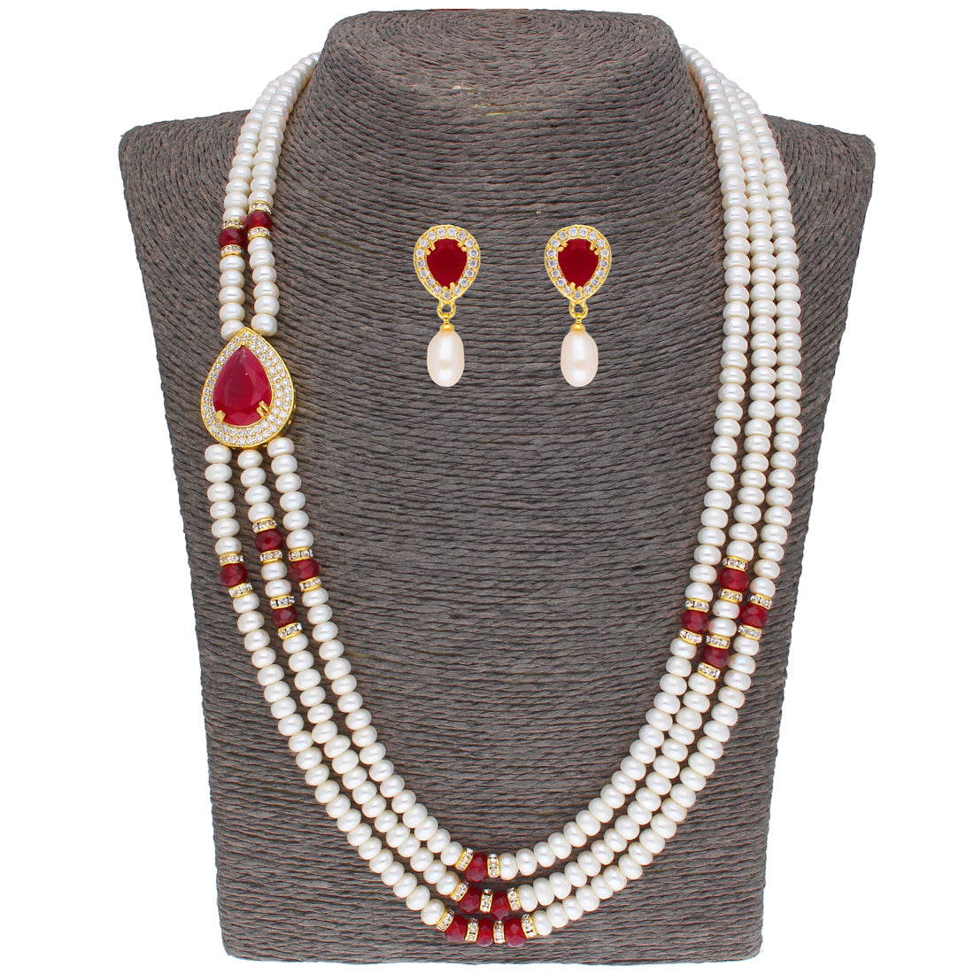 J Pearls Stunning 3 String Necklace Set - Real Pearl Jewelry