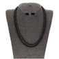 J Pearls 2 Line 5-6Mm Black Round Pearl Set - Real Pearl Jewelry