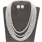 J Pearls 5 Line Plain Oval Pearl Set - Real Pearl Jewelry