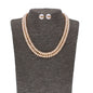 J Pearls 2 Line Button Peach Pearl Set - Real Pearl Jewelry