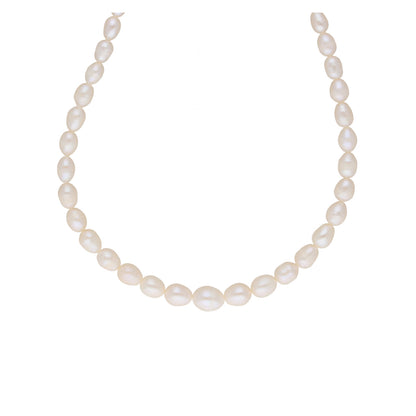 J Pearls White Graded Oval Pearl Necklace - Real Pearl Jewelry