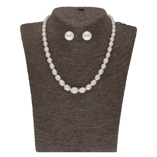 J Pearls White Graded Oval Pearl Necklace - Real Pearl Jewelry