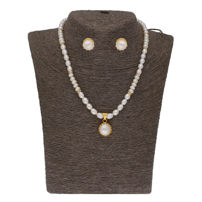 J Pearls Single String Fashionable Pearl Set - Real Pearl Jewelry