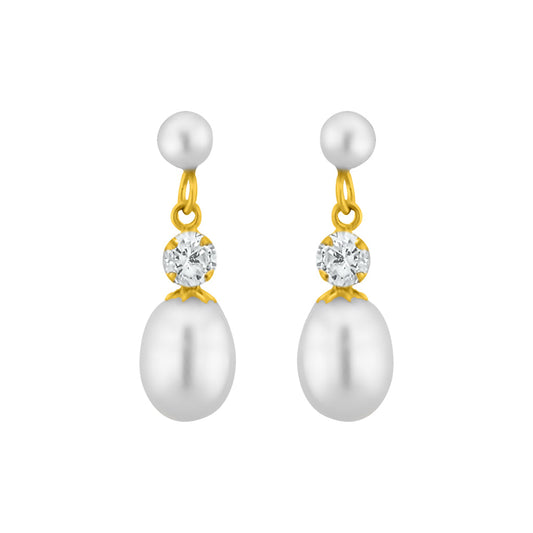J Pearls White Pearl Hangings - Real Pearl Jewelry