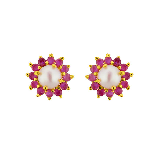 J Pearls Red Rose Pearl Earrings - Real Pearl Jewelry