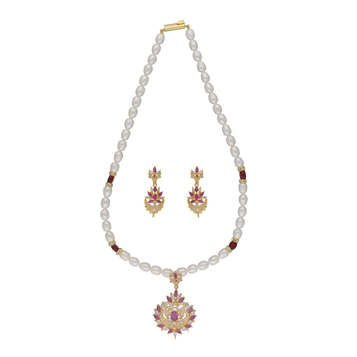 J Pearls Dheeksha 1 Line Pearl Sets - Real Pearl Jewelry