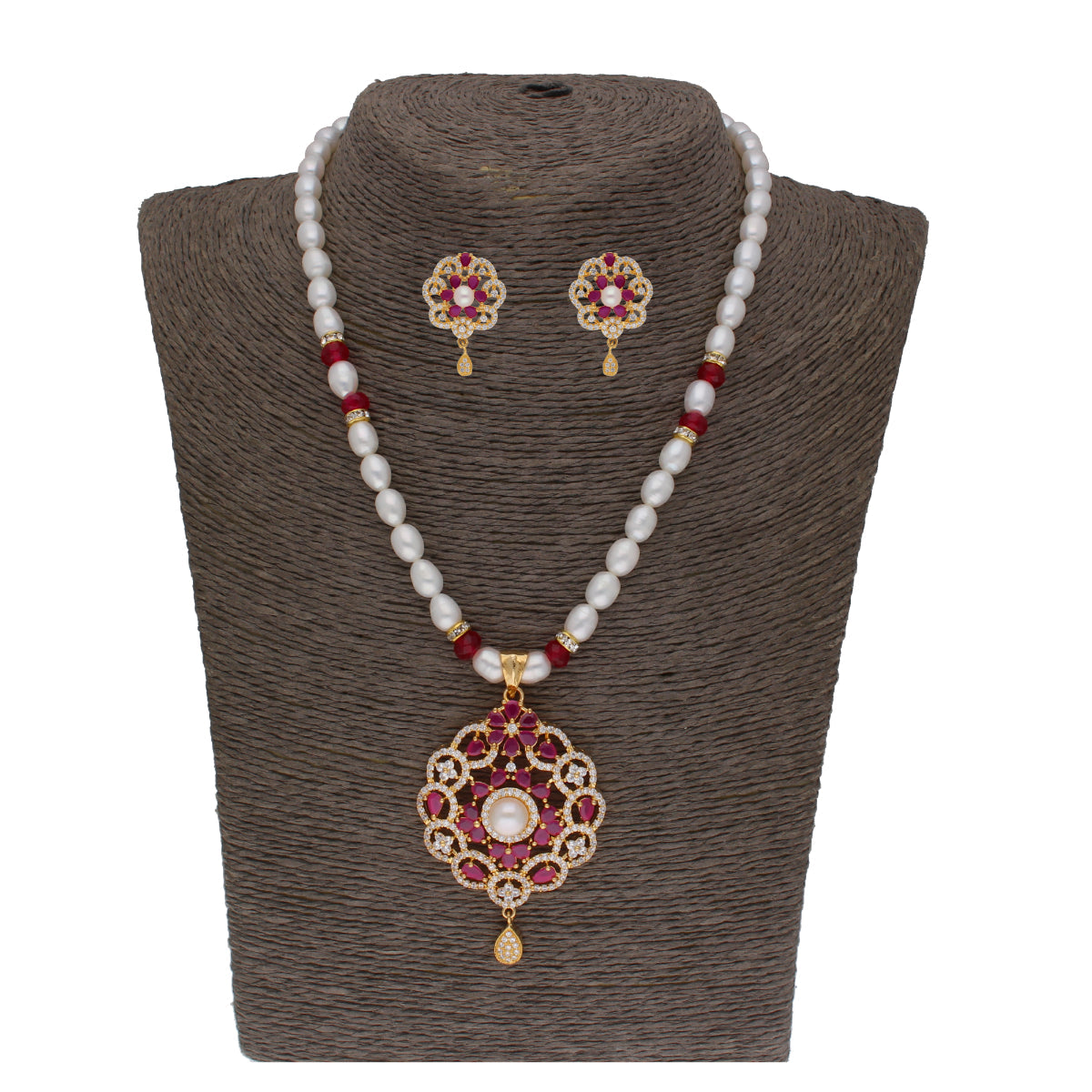 J Pearls Krishna 1 Line Pearl Sets - Real Pearl Jewelry