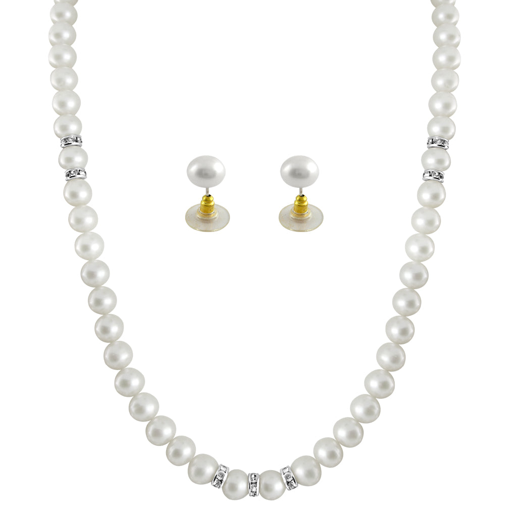 J Pearls White Single Line Pearl Necklace - Real Pearl Jewelry