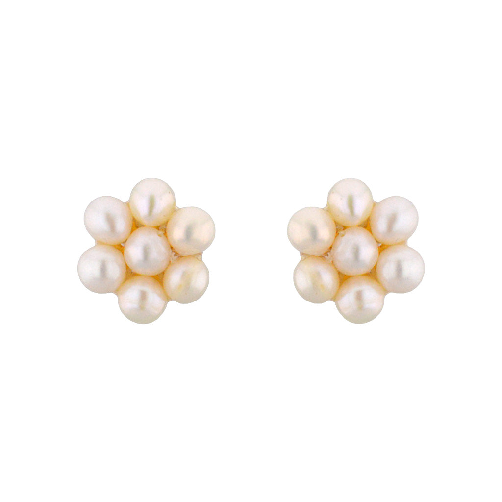 J Pearls 7 Pearls White Ear Rings - Real Pearl Jewelry