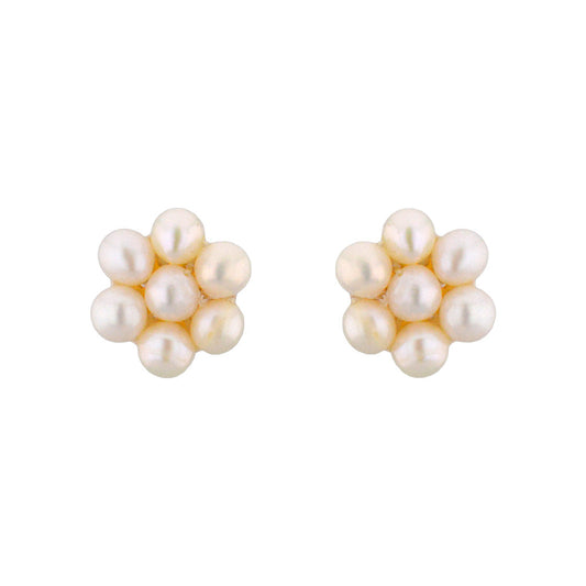 J Pearls 7 Pearls White Ear Rings - Real Pearl Jewelry