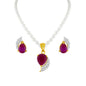 J Pearls Red Drop Set - Real Pearl Jewelry