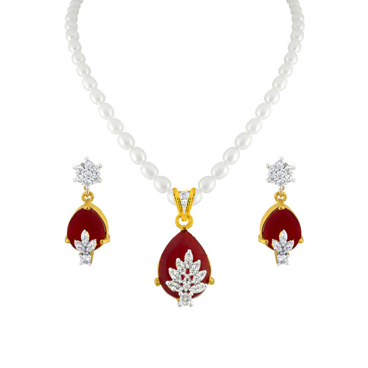 J Pearls Designer Drop Pendant Set - Real Pearl Jewelry