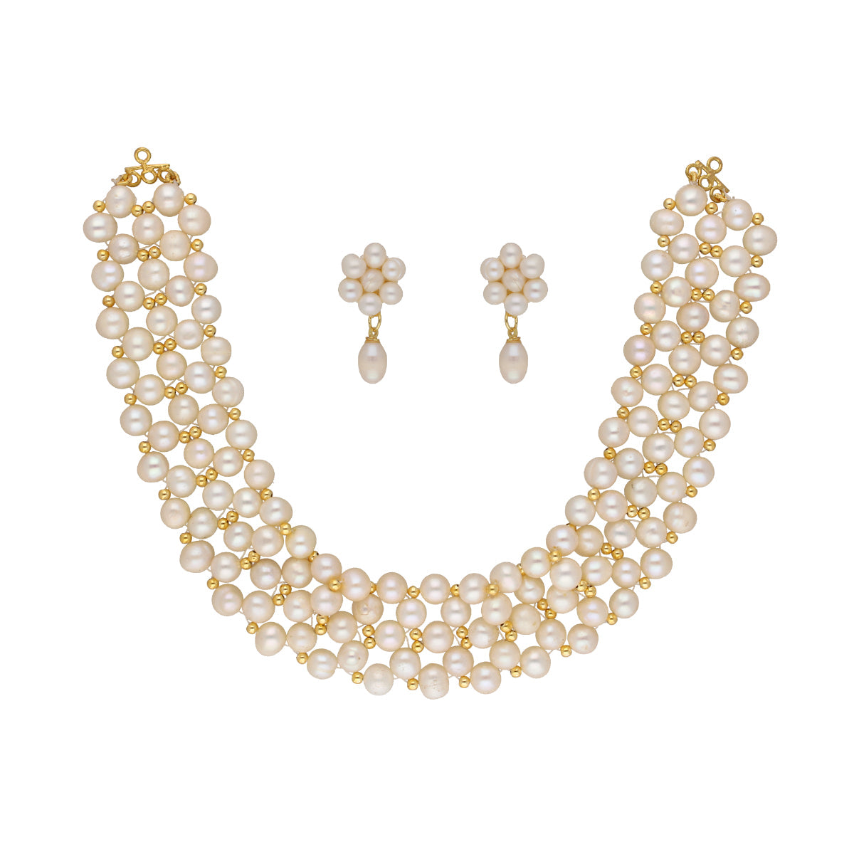 J Pearls Abarna 1 Line Pearl Choker - Real Pearl Jewelry
