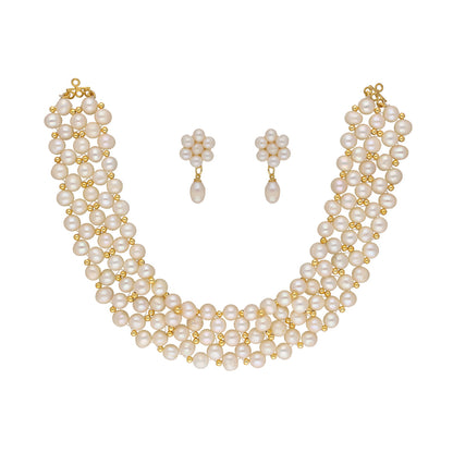 J Pearls Abarna 1 Line Pearl Choker - Real Pearl Jewelry