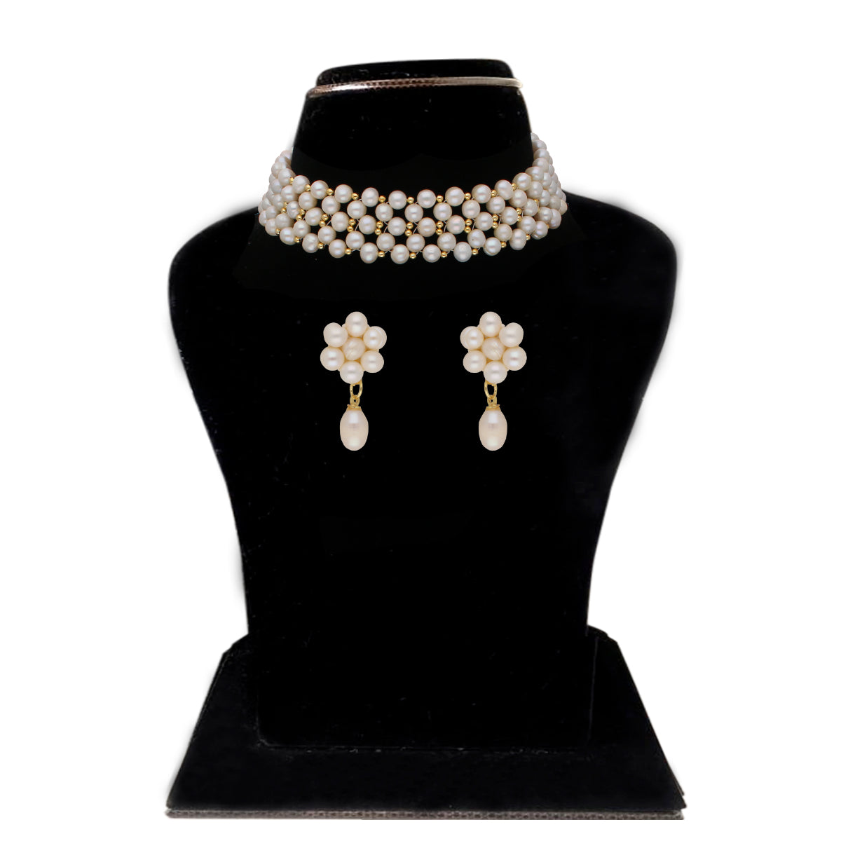 J Pearls Abarna 1 Line Pearl Choker - Real Pearl Jewelry
