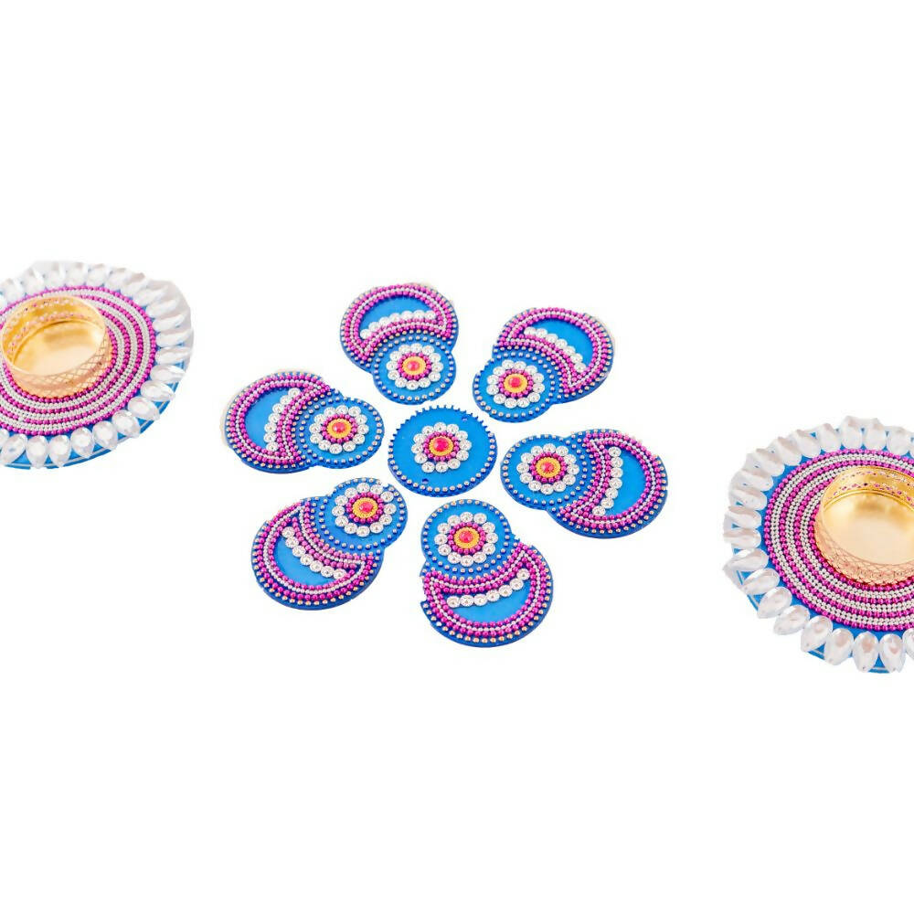 Kundan HandiKrafts Designer Double Round Blue (Baby)