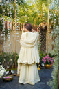 Evanik Women Off White Kedia Style Real Mirror Work Wedding Sharara Suit