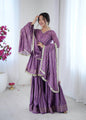 Evanik Lavender Mal Chanderi With Mirror & hand work Sharara Suit