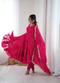 Evanik Ranipink Mal Chanderi Real Mirror With Handwork Wedding Anarkali Suit