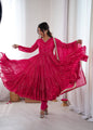 Evanik Ranipink Mal Chanderi Real Mirror With Handwork Wedding Anarkali Suit