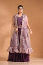 Morchari Co Ord Set With Long Jacket Hand Embroidery - Blue