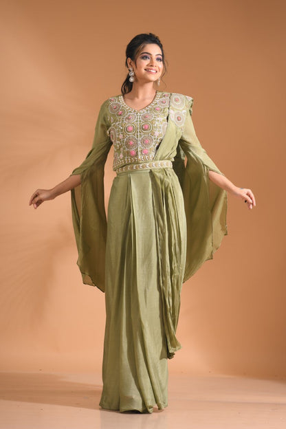 Morchari Co Ord Set With Dupatta Hand Embroidery - Purple
