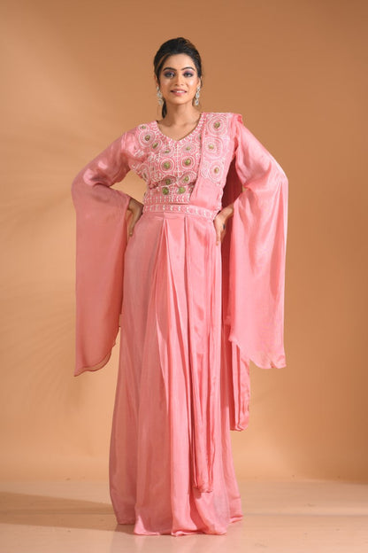 Morchari Co Ord Set With Dupatta Hand Embroidery - Green