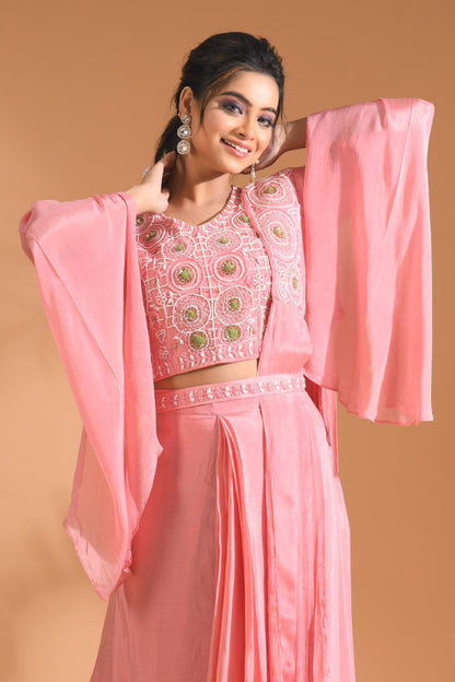 Morchari Co Ord Set With Dupatta Hand Embroidery - Green