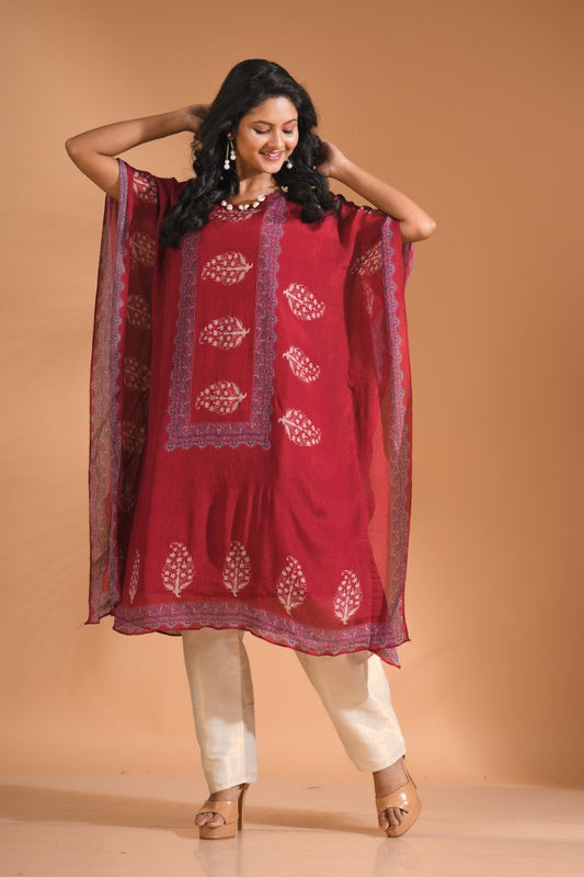 Morchari Co Ord Set With Hand Embroidery - Maroon