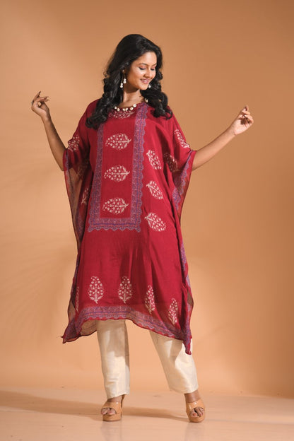 Morchari Co Ord Set With Hand Embroidery - Maroon