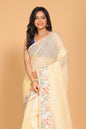 Morchari Cotton Kota Stripe Embroidery Saree - Yellow