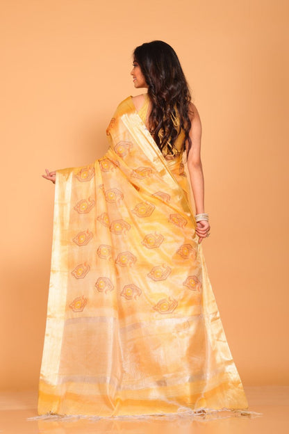 Morchari Kota Tissue Zari Embroidery Saree - Yellow