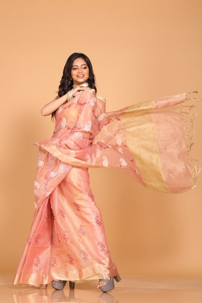 Morchari Kota Zari Embroidery Saree - Pink