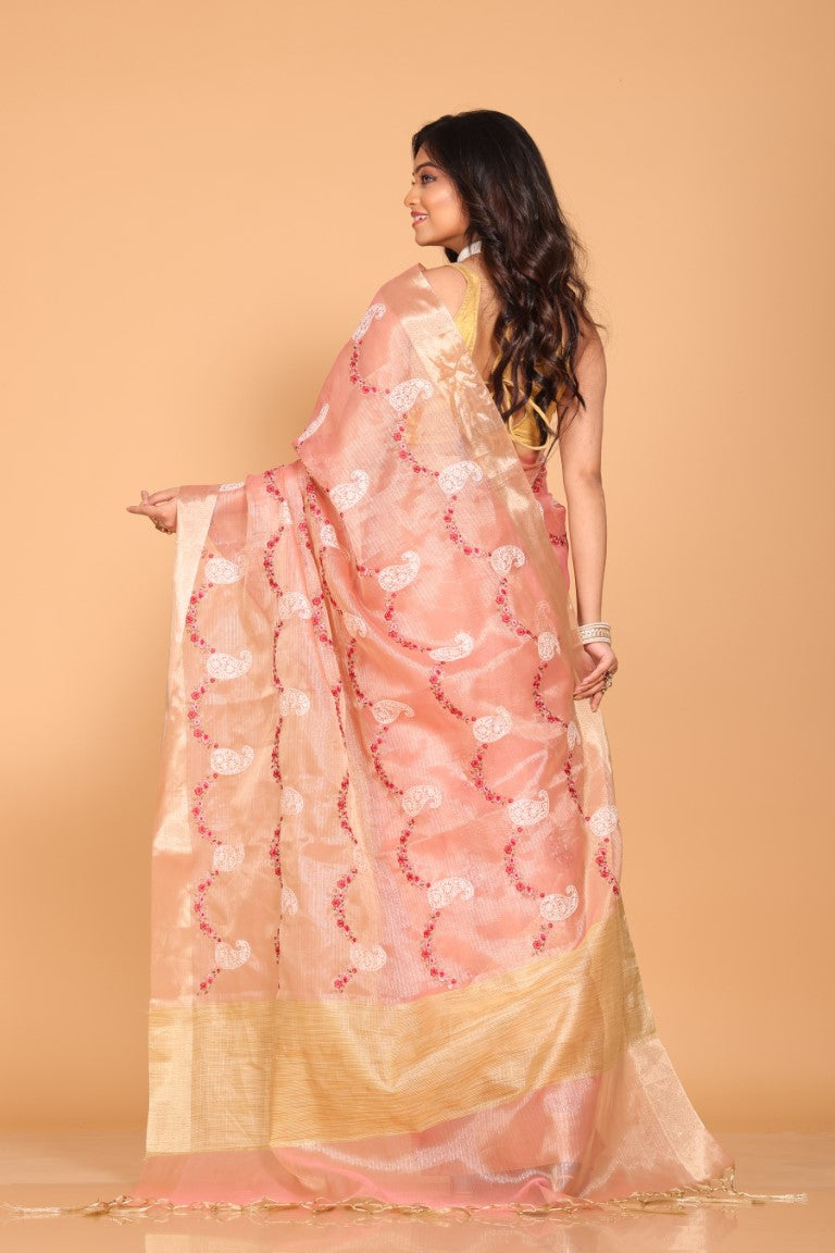Morchari Kota Zari Embroidery Saree - Pink