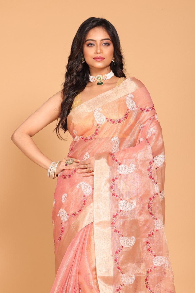 Morchari Kota Zari Embroidery Saree - Pink
