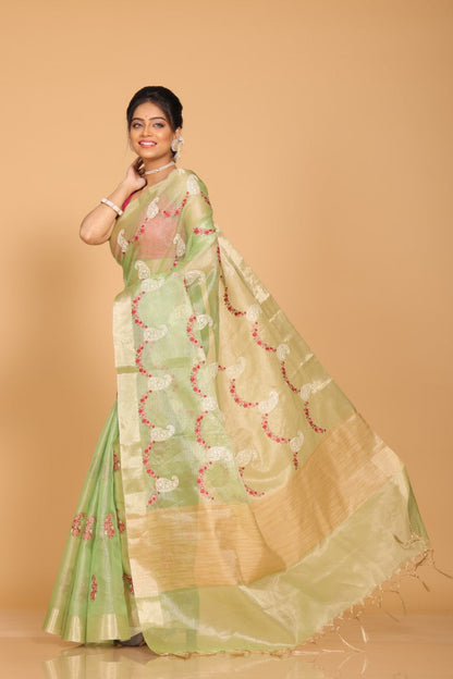Morchari Kota Zari Embroidery Saree - Green