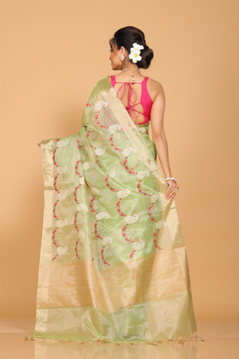 Morchari Kota Zari Embroidery Saree - Green