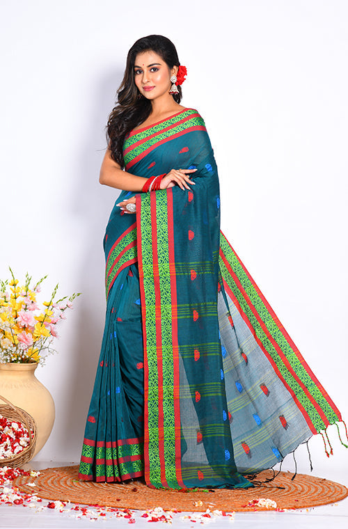 Morchari Cotton Handloom Saree - Green