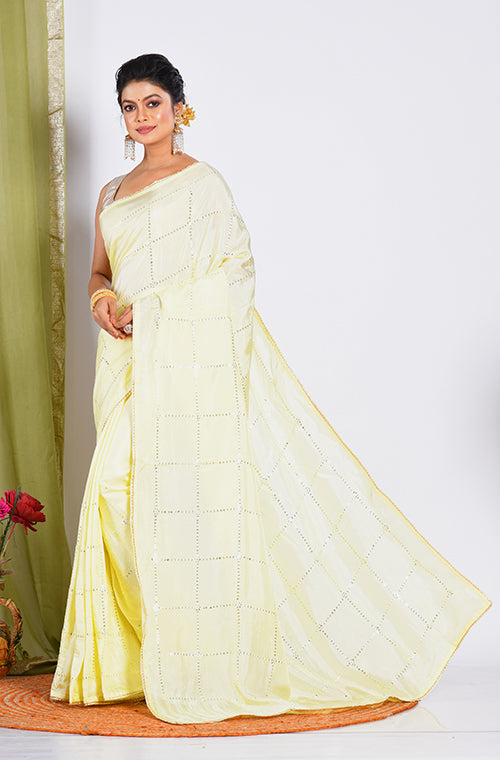 Morchari Heavy Embroidery Saree - Yellow