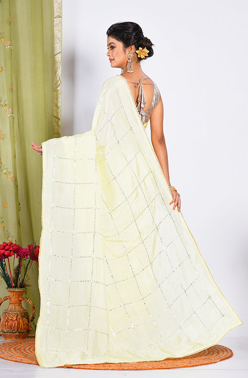 Morchari Heavy Embroidery Saree - Yellow