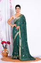 Morchari Heavy Embroidery Saree - Green