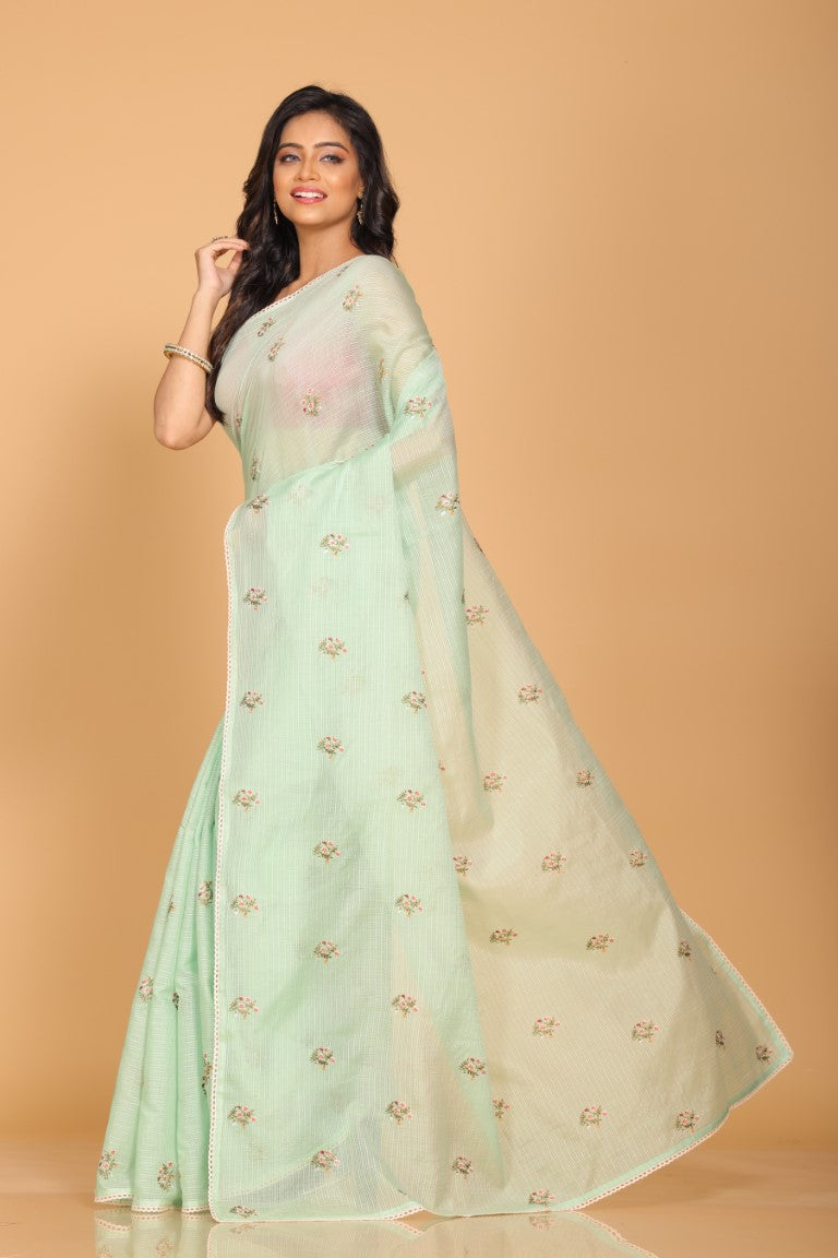 Morchari Kota Embroidery Saree - Green