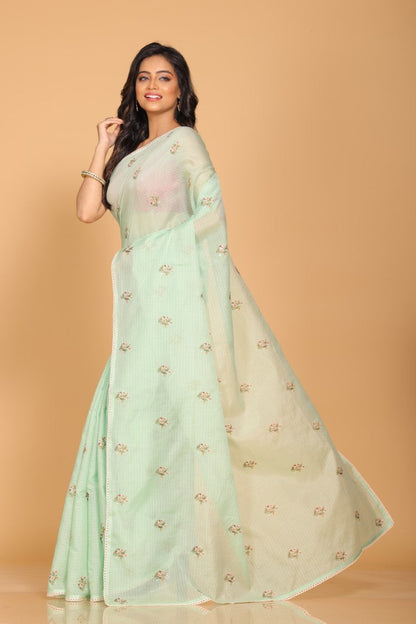 Morchari Kota Embroidery Saree - Green